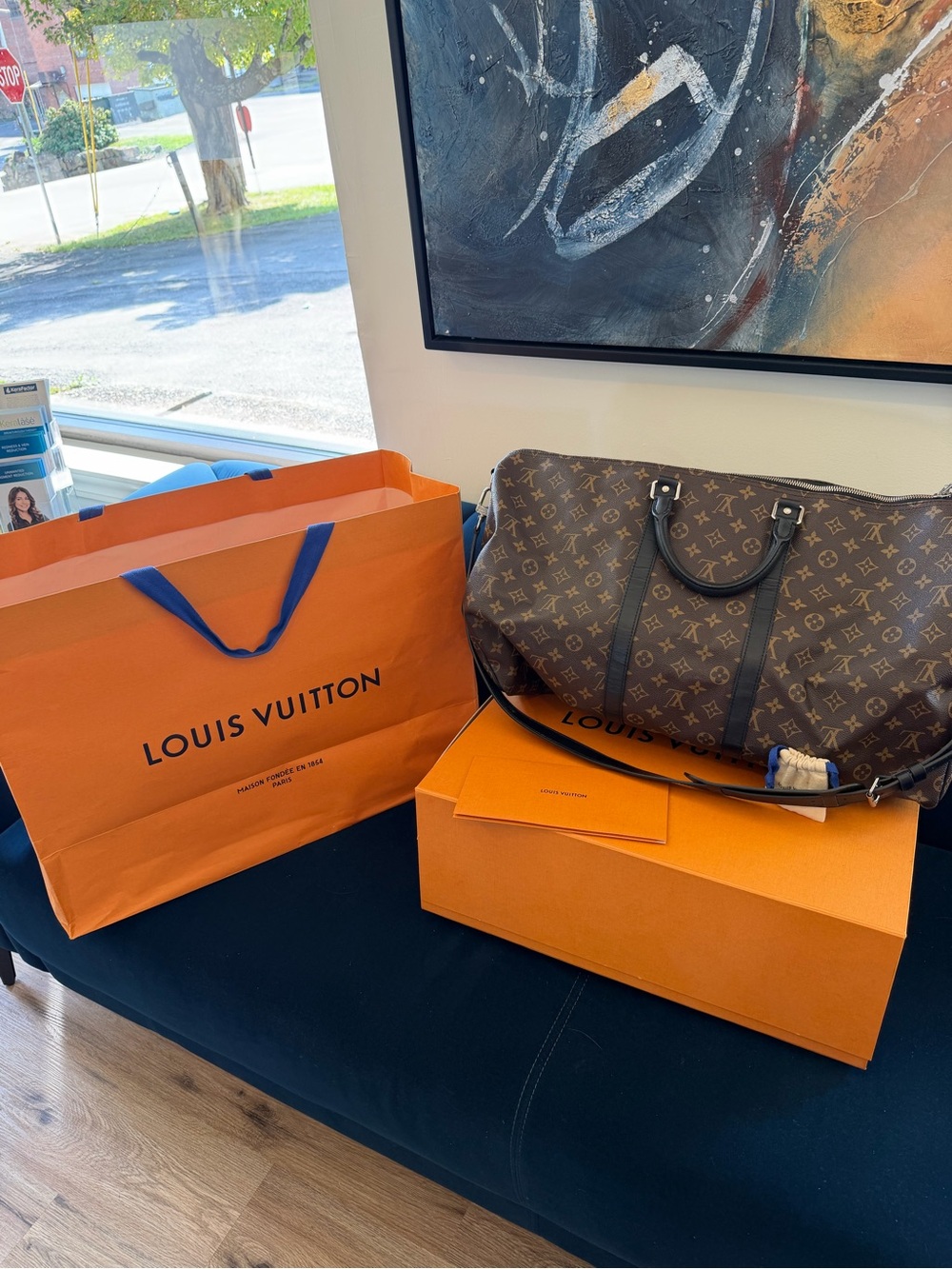 Louis Vuitton Brown Monogram Duffel Bag with Dark Trim